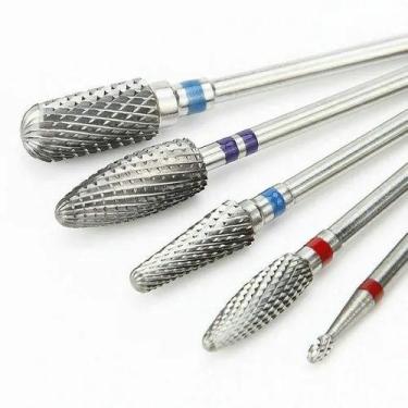 Imagem de Kit 5 Brocas Tungstênio Profissional Unhas Gel Acrigel Fibra - SG UTIL