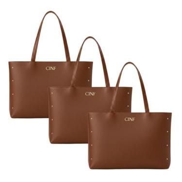 Imagem de Bolsa Feminina Sacola Grande Kit Com 3 Peças Universitária De Ombro - 