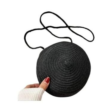 Imagem de Bolsa de Palha Minimalista Redonda - Bolsa Crossbody para Mulheres, Pr
