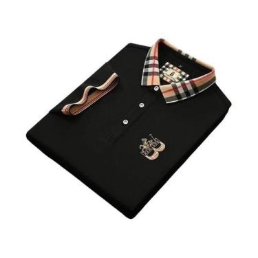 Imagem de Camisa Polo Masculina De Verão Luxuosa Com Bordado Xadrez, Manga Curta