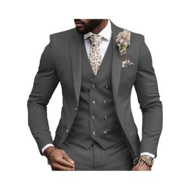Imagem de Elegante Terno Rosa Slim Fit Para Casamento Masculino: Jaqueta, Colete