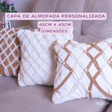 Imagem de Kit 3 Capa de Almofada Macramê Trançada 45x45 Artesanal, Estilo Boho, 