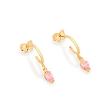 Imagem de Brincos Rommanel Argola Zircônias Gota 526514 52651 526516 Cor:Dourado