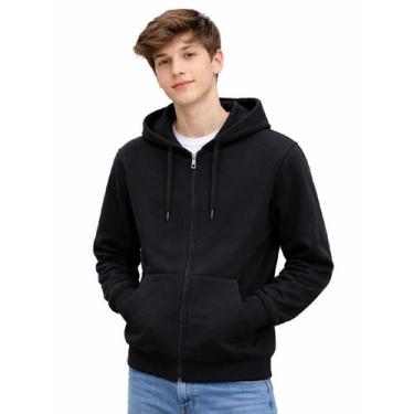 Imagem de Blusa De Moletom Jaqueta Zíper Capuz Masculina Juvenil Red Nose, Preto