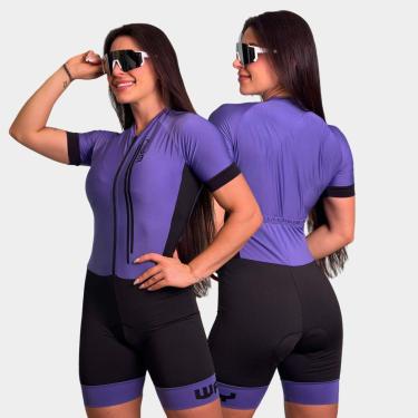 Imagem de Macaquinho de Ciclismo Air Pro Lilás Escuro Manga Curta Forro Gel-Feminino