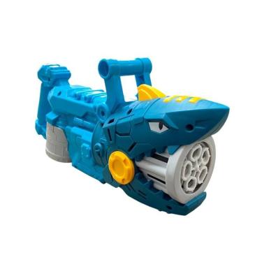 Imagem de Brinquedo Infantil Pistola de Bolha de Sabão Tubarão Que Estimula Imaginação e Coordenação com Alto Desempenho Azul