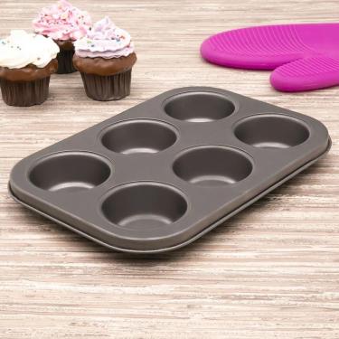 Imagem de Forma para Pão de Queijo 6 Cavidades Preta Cupcake Empadinha Tpc para Assar Bolinhos em...