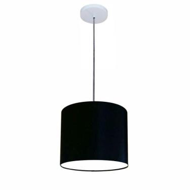 Imagem de Luminária Pendente Free Lux Md-4106 com Cúpula em Tecido Cilíndrica Preto Vivare Brasil Iluminação