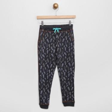 Imagem de Calça Jogger Infantil Moletom Faltal Estampada Raios Menino, Preto, Ch