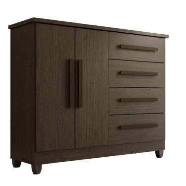 Imagem de Cômoda 2 Portas 4 Gavetas Madri Com Sapateira - Tudo de Móveis, Wenguê