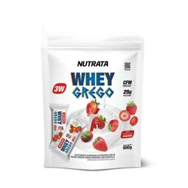 Imagem de Whey Grego Protein 3W 25g Proteina Refil 900g Nutrata, Morango