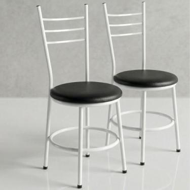 Imagem de Conjunto Kit 2 Cadeiras Metal Aço Cozinha Jantar Almofadada Jogo Gourm