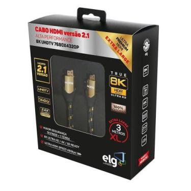 Imagem de Cabo Hdmi 2.1v 8k Ultra High Speed Com Ethernet 3 Metros Hs8k30 Elg