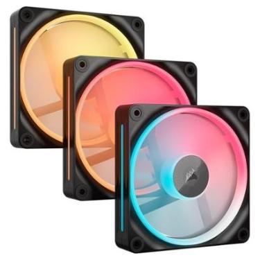 Imagem de Kit com 3 Ventoinhas Corsair LX-R RGB Series, iCUE LINK LX120-R RGB, 120mm, Preto- CO-9...