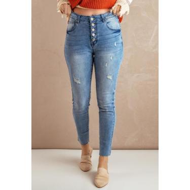 Imagem de Calça jeans feminina waist sky - Luarosa modas , Cinza, 40