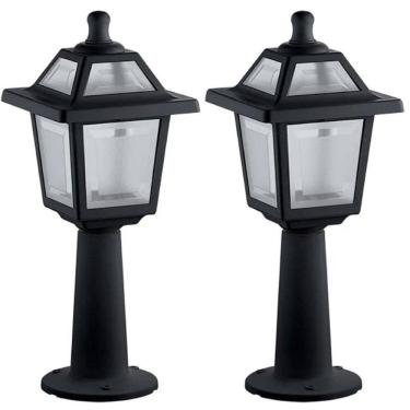 Imagem de Kit 2 Luminárias de Chão Preta Ravena Dital Balizador Jardim Muro Externo Clássico