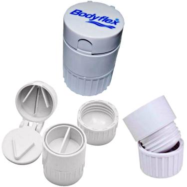 Imagem de Porta Comprimidos 3 em 1 Bodyflex com Cortador Moedor Macerador e 3 Compartimentos em Plástico Branco Unidade