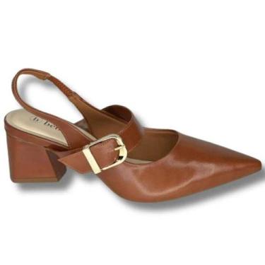 Imagem de Sapato Scarpin Salto Grosso Medio Bebece Feminino - Marrom -, Marrom, 