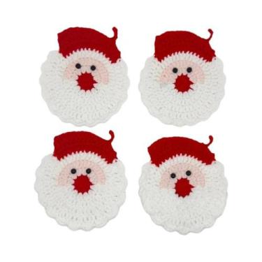 Imagem de Conjunto De Porta-Copos De Crochê Do Papai Noel Para O Natal, Sousplat