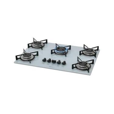 Imagem de Fogão Cooktop de Embutir Gás Fischer Fogão Cooktop 5q Mesa Vidro Temperado Branco Bivolt