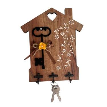 Imagem de Porta-chaves de Parede Casinha Madeira Mdf - Poá de Luxo
