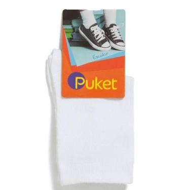 Imagem de Meia Soquete Puket Escolar Branca 23 a 39, Branco, 34 A 39