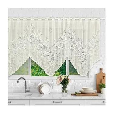 Imagem de Cortina Bando Renda Cascata Cozinha Tulipa Bege 2,65x1,00 - Beija Flor
