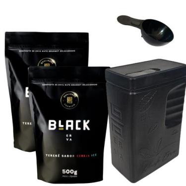 Imagem de Kit Tereré 2 Ervas Mate Tereré Black Erva + Porta Erva Mate Black Erva