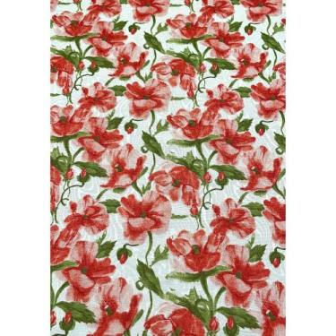 Imagem de Tecido Jacquard Estampado Orquídeas Vermelha - 1,40m de Largura