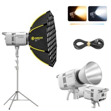 Imagem de Kit Led Iluminador 300w Com Tripé Inox 2 Metros E Softbox Greika - god