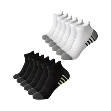 Imagem de Meias Esportivas Masculinas plus Size, 12 Pares, Respiráveis, Confortá