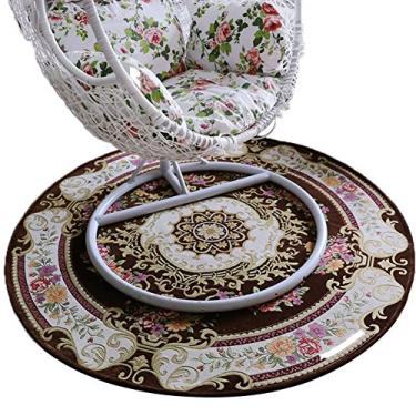 Imagem de Tapetes redondos, tapetes antiderrapantes para absorção de água, tapete de chão para quarto, manta luxuosa para sala de estar e mesa de chá, tapete de 90 cm de diâmetro