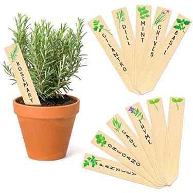 Imagem de Etiquetas de plantas de madeira da Huray Rayho para ambientes externos, estacas de jardim, presentes de jardim