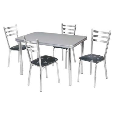 Imagem de conjunto de mesa de jantar com 4 cadeiras gisele corino cromado e preto