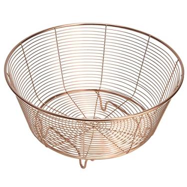 Imagem de Coador de frutas de a?o inoxid¨¢vel,coador de cesta de frutas com superf¨ªcie lisa, coador de a?o inoxid¨¢vel de metal para drenagem de ¨¢gua, lavagem de frutas (ouro rosa), Escorredor de frutas coa