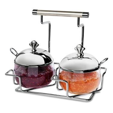 Imagem de Porta Condimento Brinox Argento com Colher e 3 Peças – Aço Inox