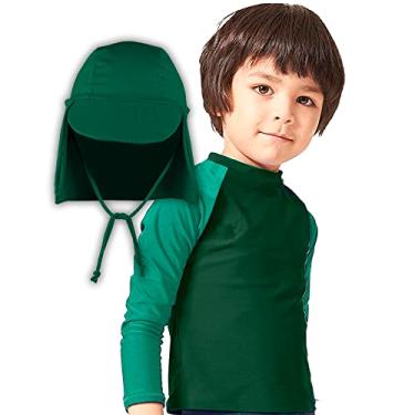 Imagem de Blusa Camiseta manga longa proteção solar UV 50 com Boné Kit Praia Menino Menina (Verde, 2 anos)