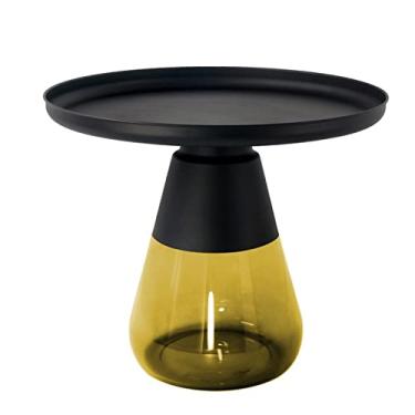 Imagem de Mesa de centro luz nórdica luxo metal vidro mesa de centro redonda simples criativo pequeno apartamento sala de estar Ins estilo mesa lateral mesas de canto (cor: 5)