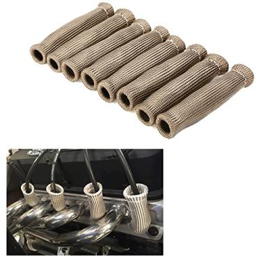 Imagem de Capa isoladora de proteção térmica para velas de ignição de titânio, capa de proteção térmica de 2500 graus 15 cm para caminhão de carro, 8 peças