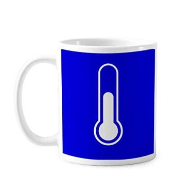 Imagem de Caneca de cerâmica com marcação de advertência quadrada azul temperatura cerâmica xícara de café louça