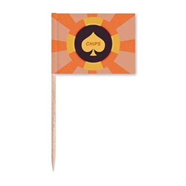 Imagem de Estampa de palito de dente amarelo com ilustração de fichas de espada marcador para decoração de festa