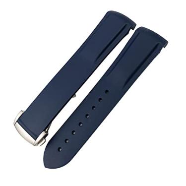 Imagem de DFAMIN Pulseira de relógio de silicone de borracha 19mm 20mm 21mm 22mm para Seiko SKX pulseira de relógio esportivo à prova d'água (cor: azul escuro, tamanho: 22mm)