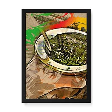 Imagem de Arte Maníacos Quadro Decorativo Chimarrão Desenho - 23x16,25cm (Moldura em laca preta)