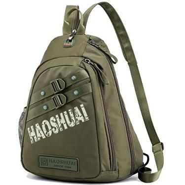 Imagem de Mochila de ombro Mochila multifuncional Bolsa de peito Mochila de estudante para viagens ao ar livre, tecido à prova d'água e resistente ao desgaste, design de orifício para fone de ouvido
