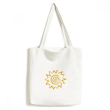 Imagem de Bolsa de lona com pintura à mão Yellow Sun Sunshine bolsa de compras casual bolsa de mão