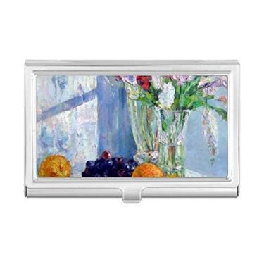 Imagem de Porta-cartões de visita Still Life Vaso Flor Uva Caixa de bolso Carteira