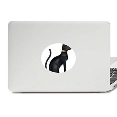 Imagem de Adesivo de vinil com estampa de gato preto abstrato do Egito Antigo Adesivo para laptop
