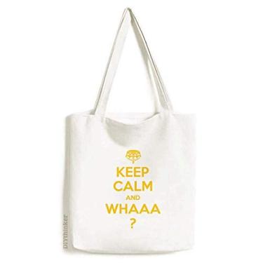 Imagem de Bolsa tiracolo de lona amarela com citação Keep Calm And WHAAA