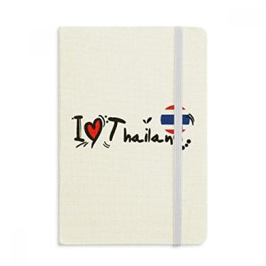 Imagem de Caderno de ilustração de coração I Love Thailand Bandeira de palavras Love Heart Official Fabric Hard Cover Classic Journal Diary