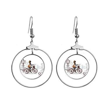 Imagem de Brincos de argola com estampa de ilustração Lady France da Bicycle